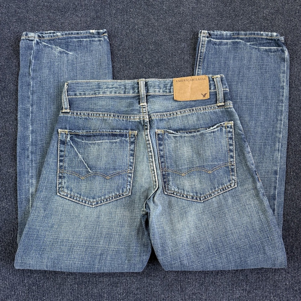 American Eagle Jeans Womens 26x28 Medium Wash Blue Denim Relaxed Straight Casual
